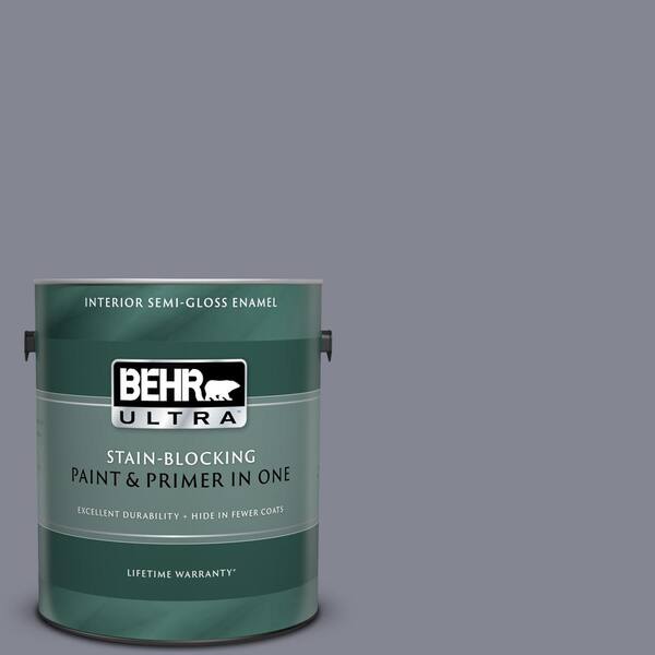 BEHR ULTRA 1 gal. #UL240-6 Gray Heather Semi-Gloss Enamel Interior Paint and Primer in One