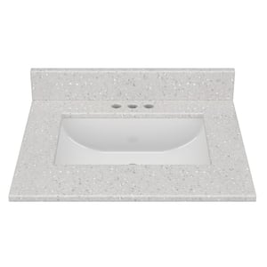 25 in. W x 22 in. D Cultured Marble Rectangular Undermount Single Basin Vanity Top in Silver Stream