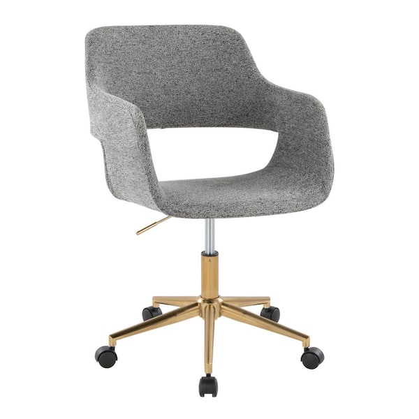 Fabric Contemporary Task Chair Gold Metal in Grey