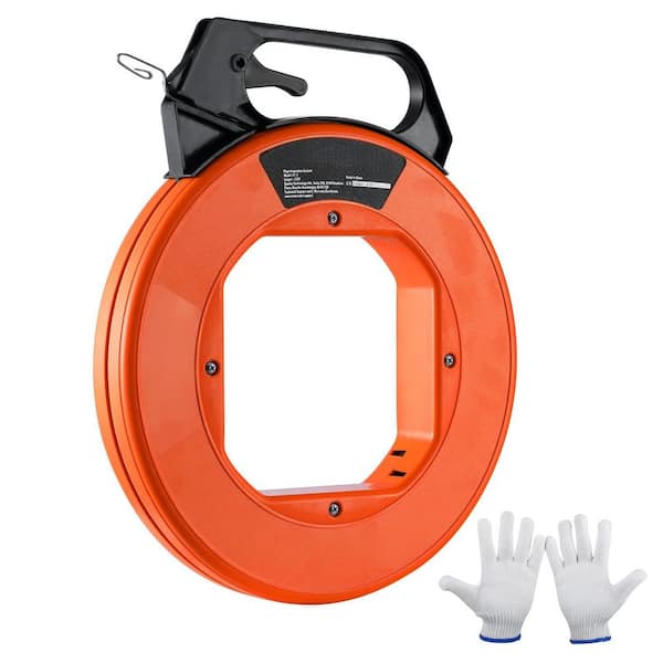 240 ft. 1/8 in. Orange PET Fish Tape, Steel Wire Puller with Optimized Housing and Handle, Flexible Wire Fishing Tools