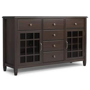 Connaught Solid Wood D and Pine 60 in. Rectangle Traditional Sideboard Buffet in Chestnut Brown