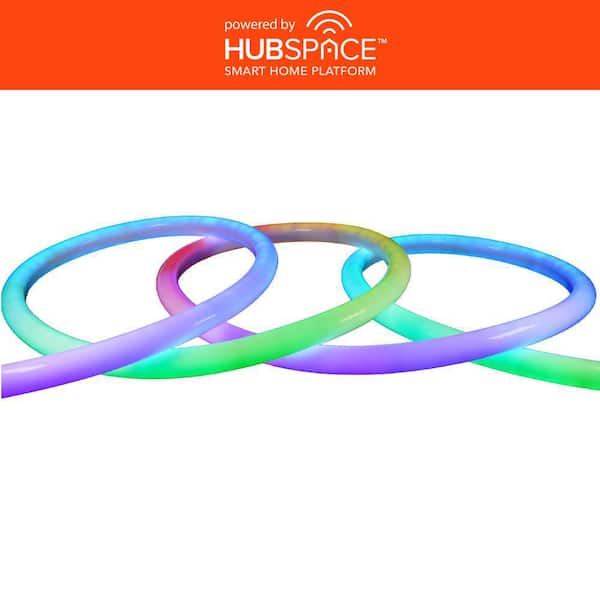 16.4 ft. Smart RGBWIC Dynamic Color Changing 360° Dimmable Plug-In LED Outdoor Rope Light Powered by Hubspace