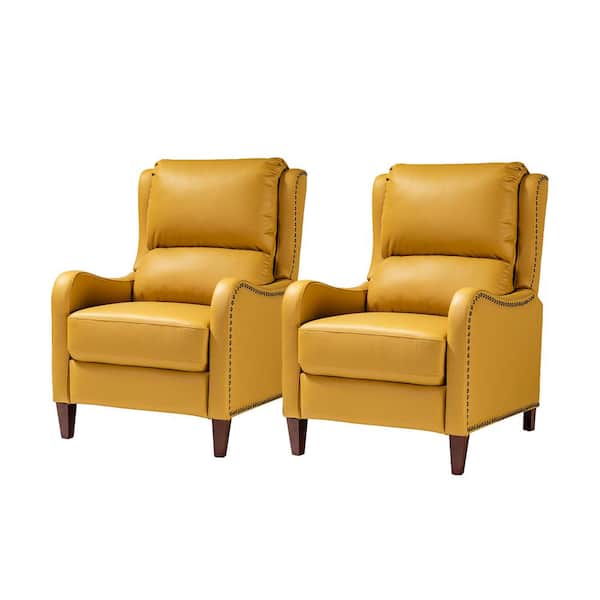 Jayden Creation Hyde Yellow Genuine, Real Leather Recliners