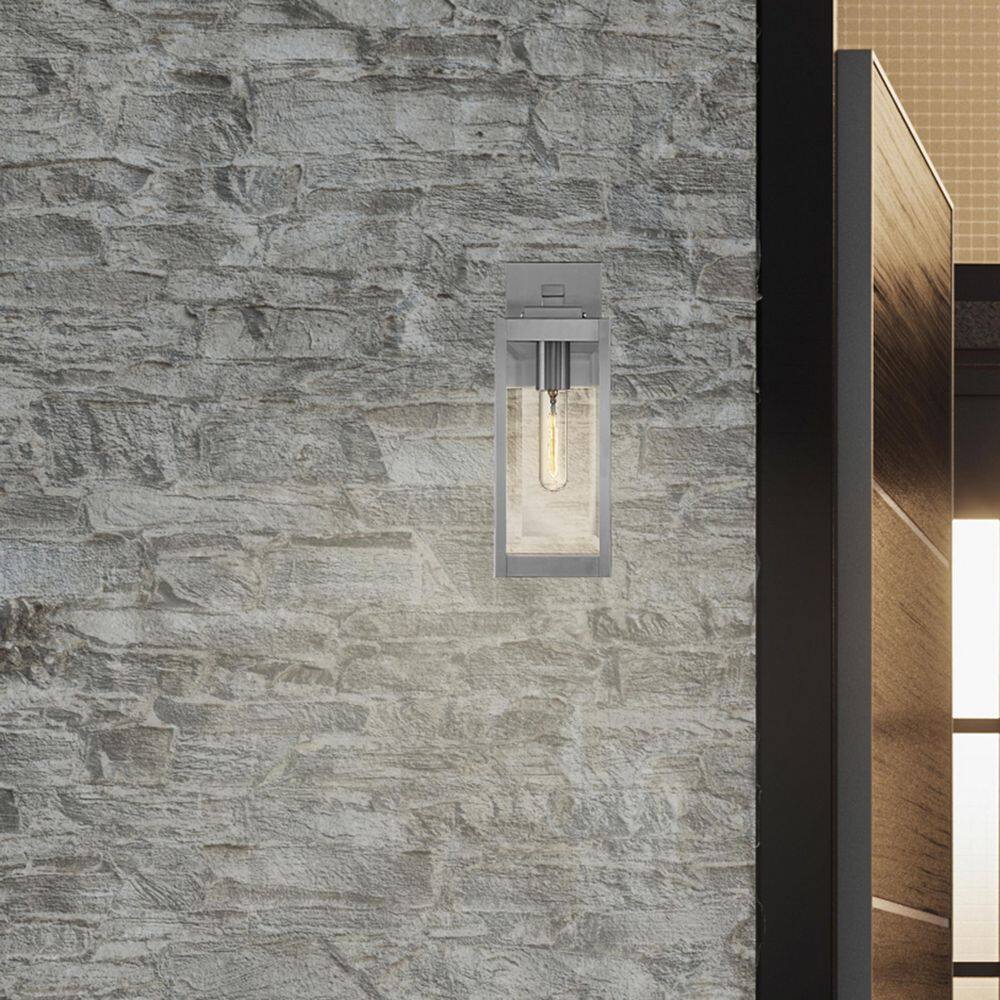 Westover 14.25" Stainless Steel Outdoor Wall Lantern with Clear Glass