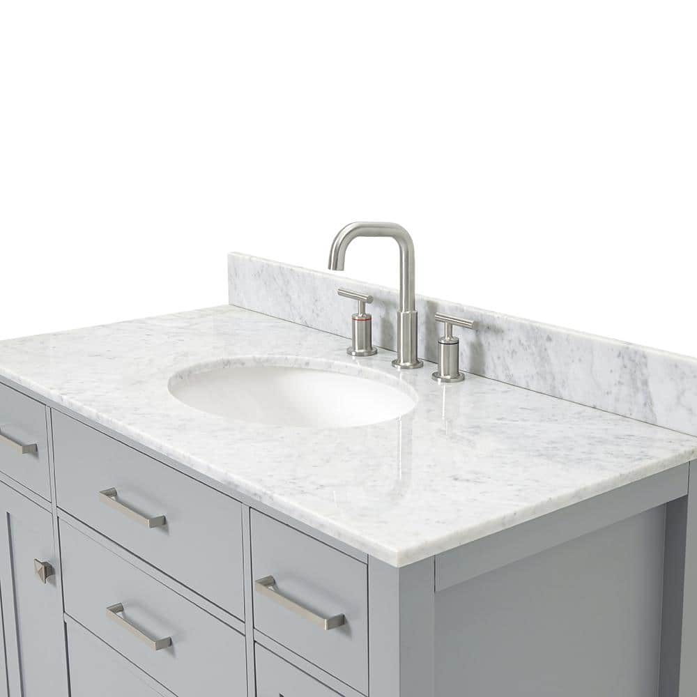 Gray Freestanding Single Vanity with Marble Top