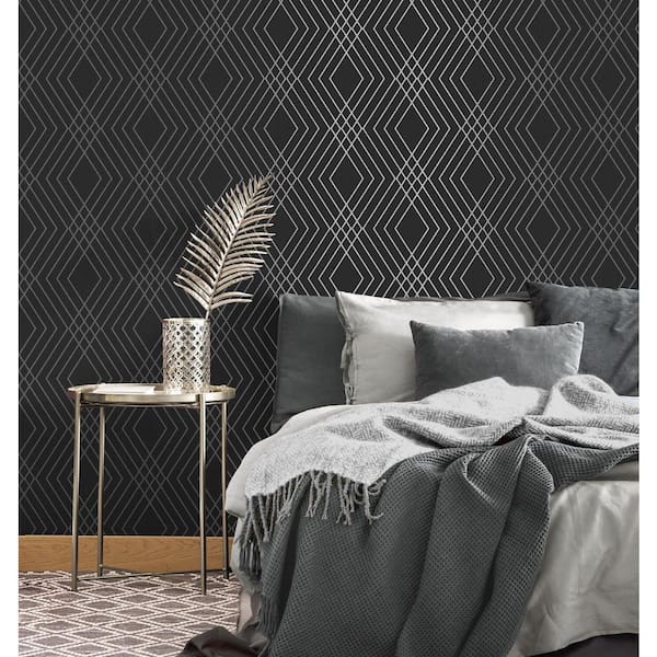 Shard Black Trellis Non-Pasted Wallpaper, 56.4 sq. ft.