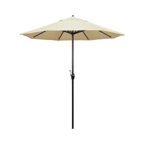 7.5 ft. Bronze Aluminum Market Auto-Tilt Crank Lift Patio Umbrella in Canvas Sunbrella