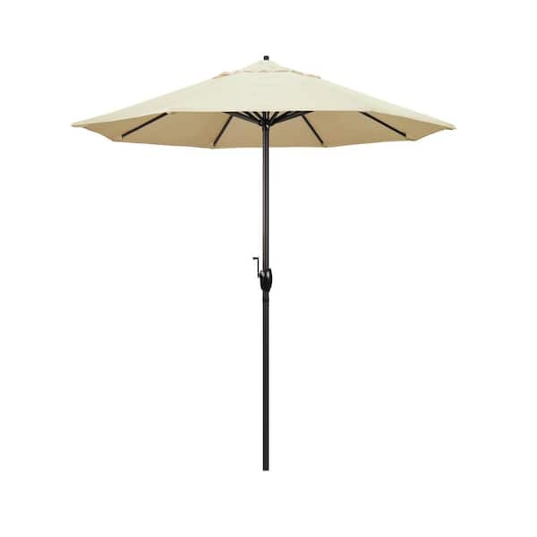 California Umbrella 7.5 ft. Bronze Aluminum Market Auto-Tilt Crank Lift Patio Umbrella in Canvas Pacifica