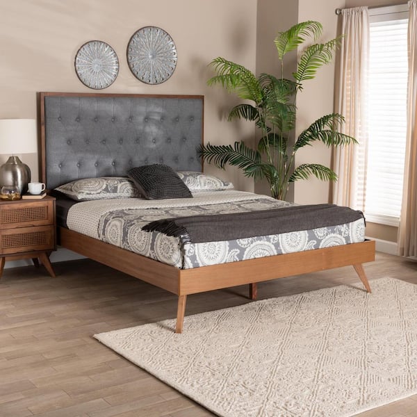 Baxton Studio Dericia Gray Wood Frame King Platform Bed 23712639