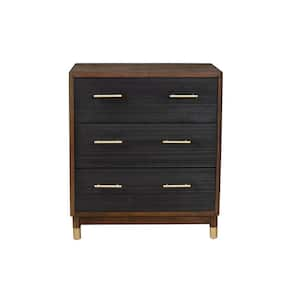 Brown and Black 3 drawer 33 in. Chest of Drawers