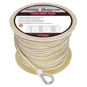 BoatTector Double Braid Nylon Anchor Line with Thimble - 1/2 in. x 250 ft., White and Gold