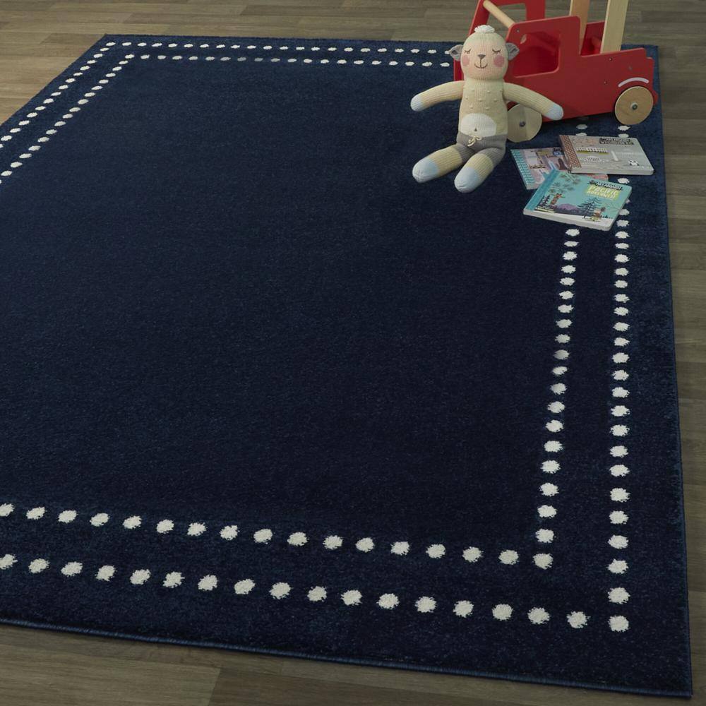 Navy Blue 5' x 7' Stain-Resistant Synthetic Area Rug