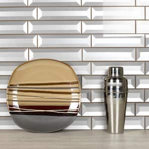 Secret Dimensions Metallic Silver Subway 2 in. x 8 in. Glossy Glass Wall Tile (16 sq. ft./Case)