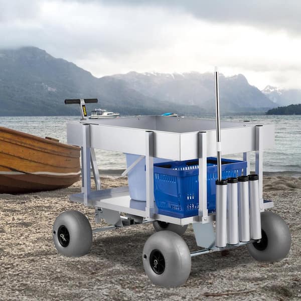 23.87 cu. ft. Metal Garden Cart 51.2 in. x 25.6 in. x 31.5 in. Beach  Fishing Cart for Sand