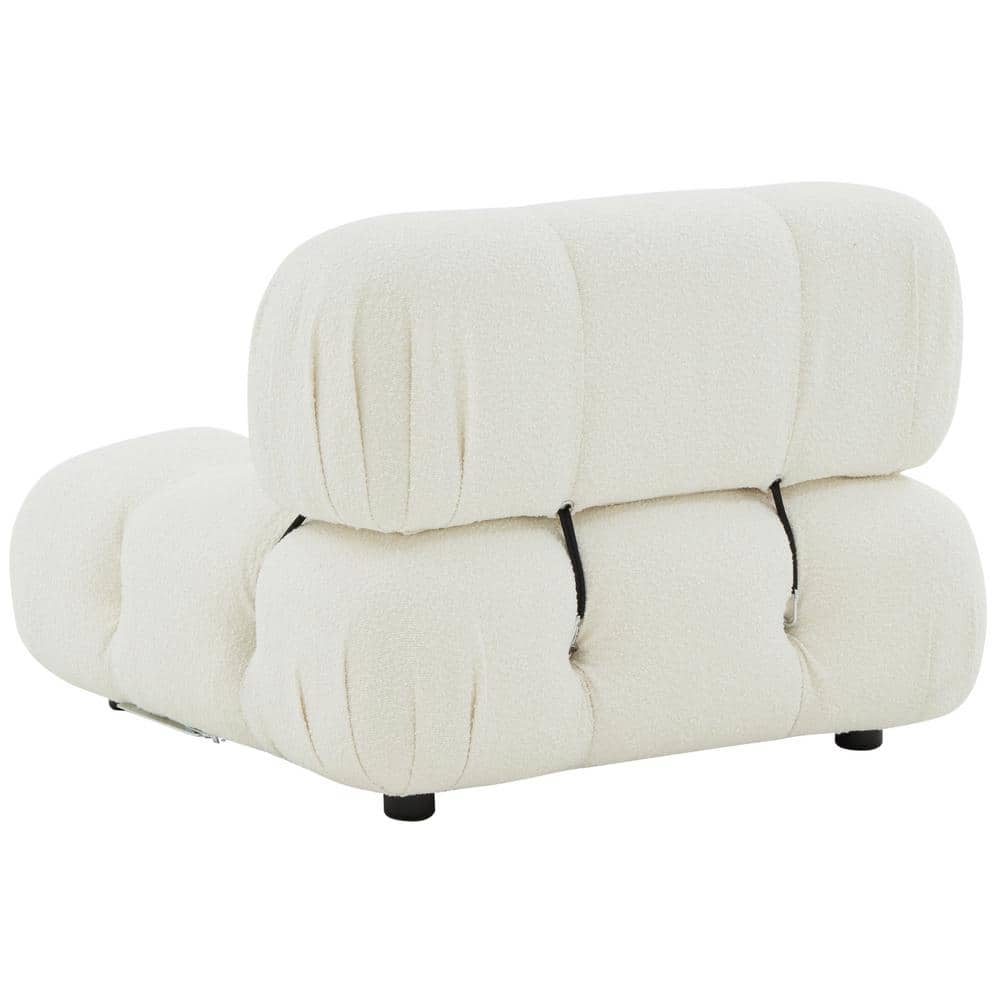 Ellamaria Ivory Boucle Wood Slipper Accent Chair