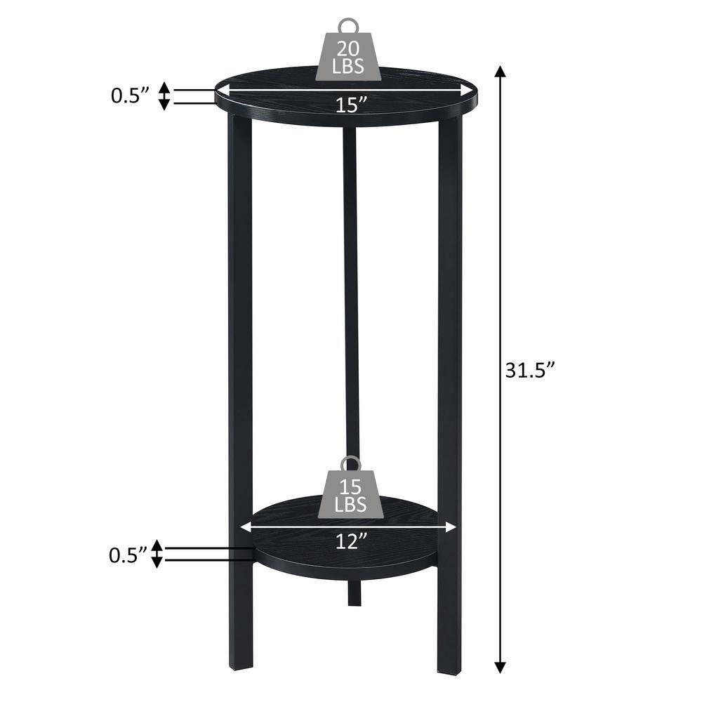 Graystone 31" Black Metal and Gray Wood 2-Tier Plant Stand