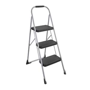 3-Step Steel Big Step Stool Ladder with Large Front Feet and Grip with 200 lbs. Load Capacity