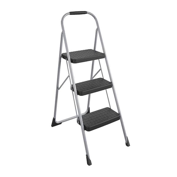 Cosco 3-Step Steel Big Step Stool Ladder with Large Front Feet and Grip with 200 lbs. Load Capacity
