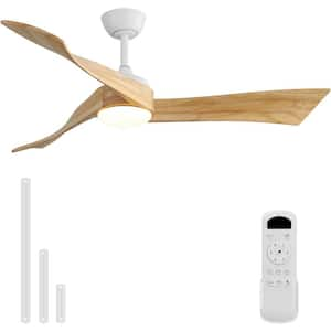 52 in. Indoor/Outdoor White Ceiling Fan Integrated LED with Light Kit and Remote Control