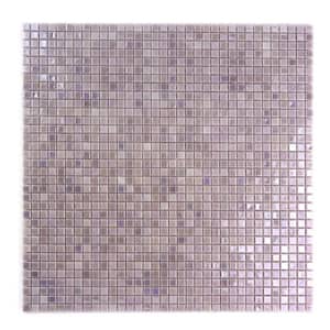 Galaxy Polaris Purple Square Mosaic 3 in. x 3 in. Iridescent Glass Wall Pool Floor Tile Sample