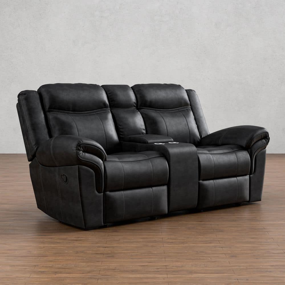 Furniture of America Amelia 79 in. Solid Faux Leather 2-Seater