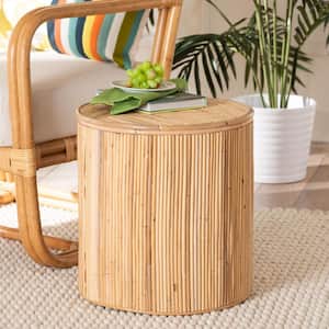 Milagra 15.7 in. Light Honey Round Wicker Rattan End Table