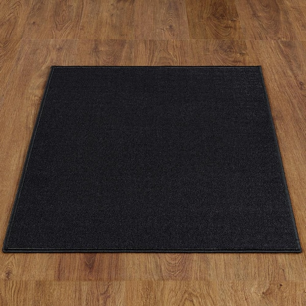 Ottomanson Basics Collection Non-Slip Rubberback Modern Solid Design 2x3 Indoor Area Rug/Entryway Mat, 2 ft. 3 in. x 3 ft., Black