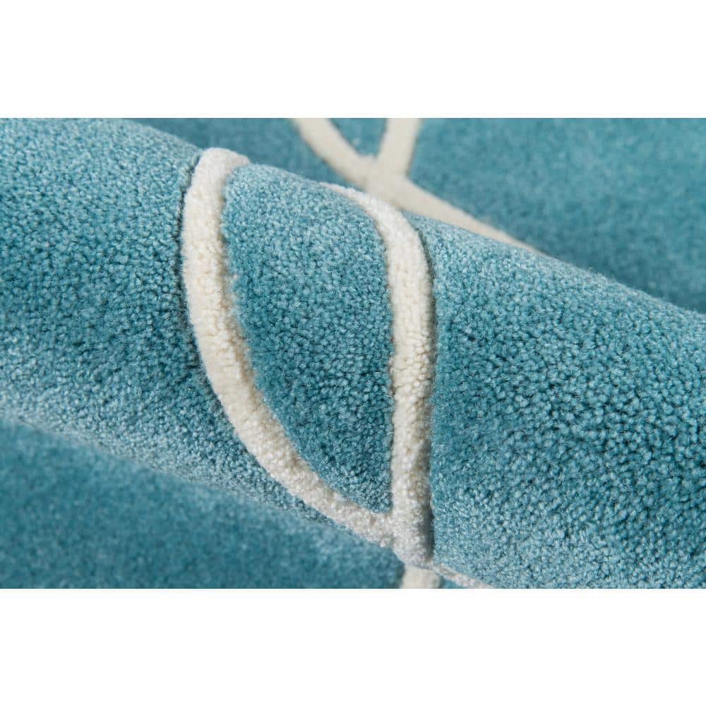 Teal Hand-Tufted Geometric 8' x 10' Synthetic Area Rug