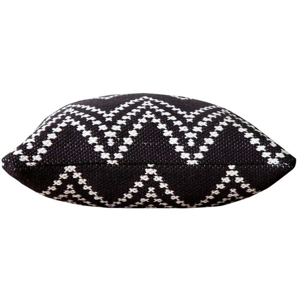 Sevita 20" Square Modern Woven Chevron Throw Pillow - Black/White