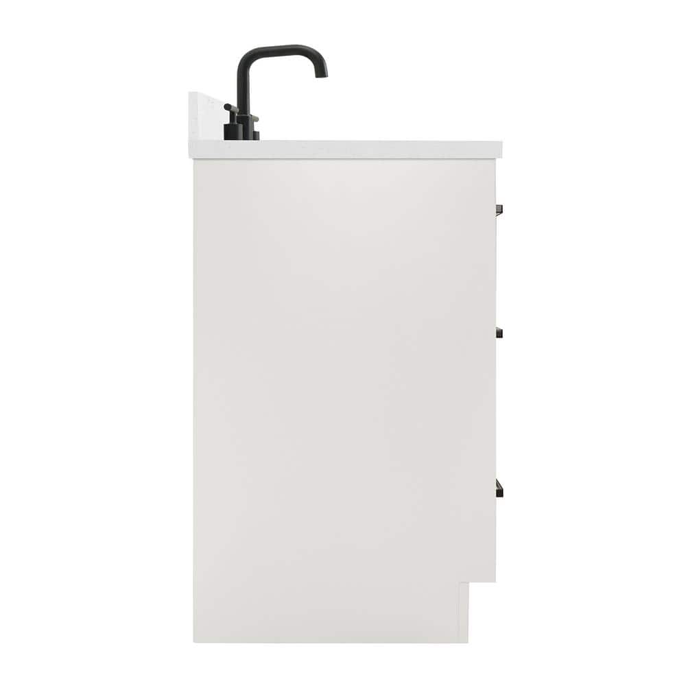 Kelly 42" White Wood Single Bath Vanity with Carrara Quartz Top
