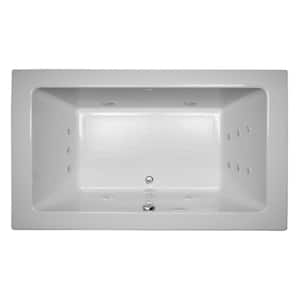 SIA 72 in. x 42 in. Rectangular Whirlpool Bathtub with Center Drain in White