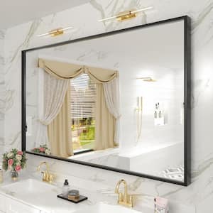 60 in. W x 36 in. H Rectangular Aluminum Alloy Framed and Tempered Glass Wall Bathroom Vanity Mirror in Matte Black