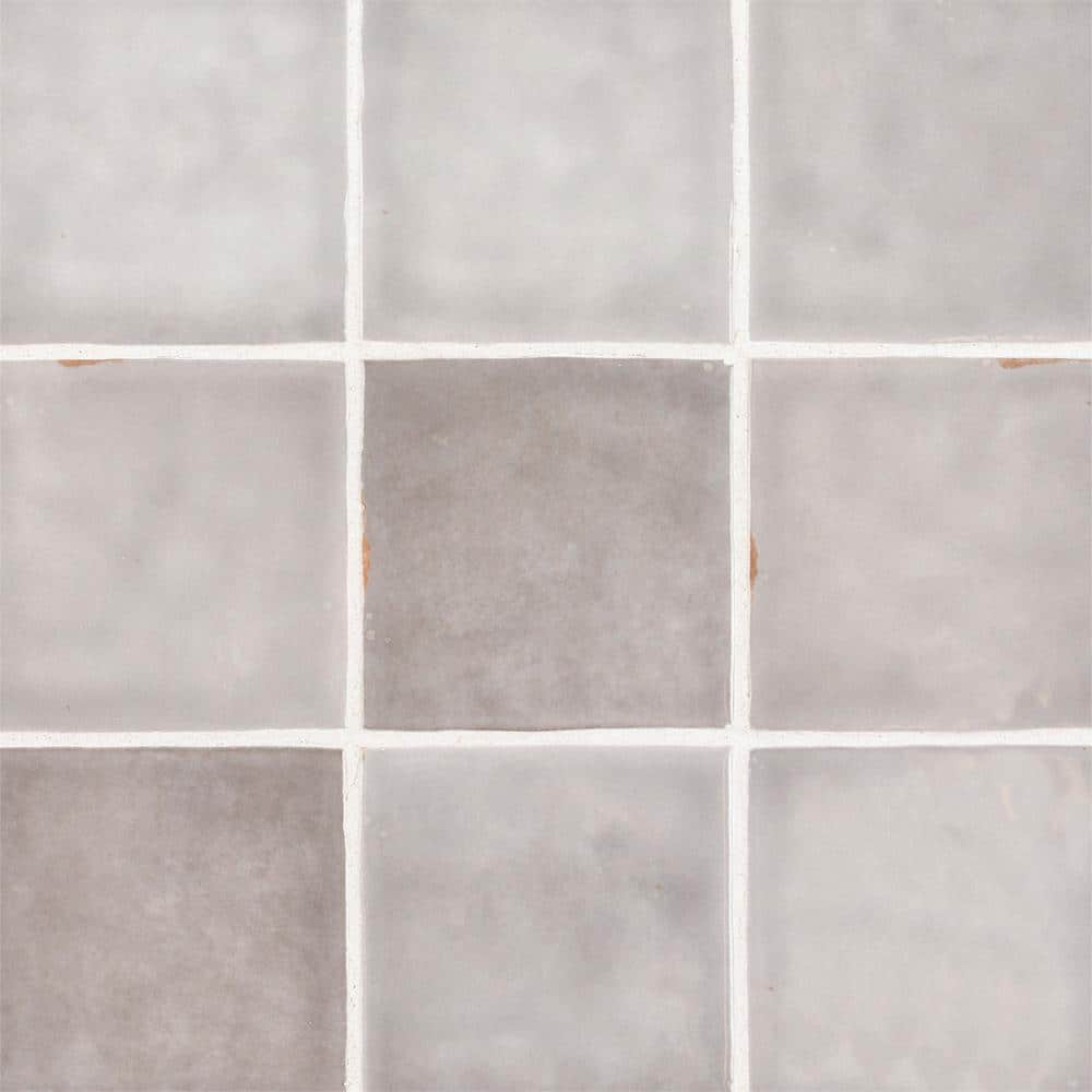 Vista Grey Zellige 4 in. x 4 in. Glossy Ceramic Wall Tile (5.4 sq. ft./Case) -  Jeffrey Court, 95667