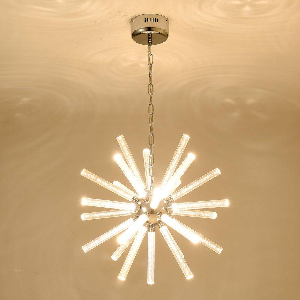 22.6 in. 24-Light Brushed Nickel Bubble Pillar Chandelier for Living Room Bedroom and Dining Room price history on PriceWatchPro