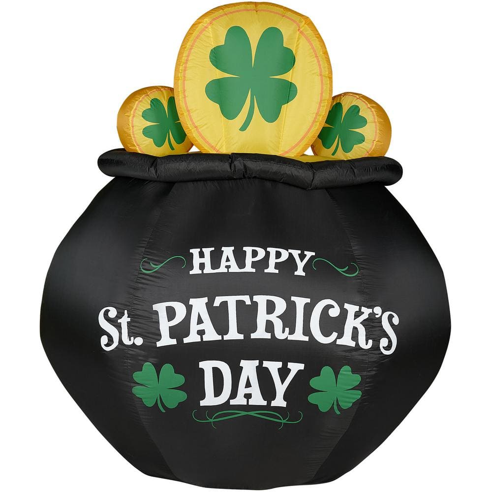 72 in. x 52 in. St. Patricks Day Pot of Gold Blow Up Inflatable with Light