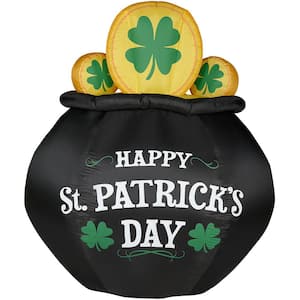 72 in. x 52 in. St. Patrick's Day Pot of Gold Blow Up Inflatable with Lights