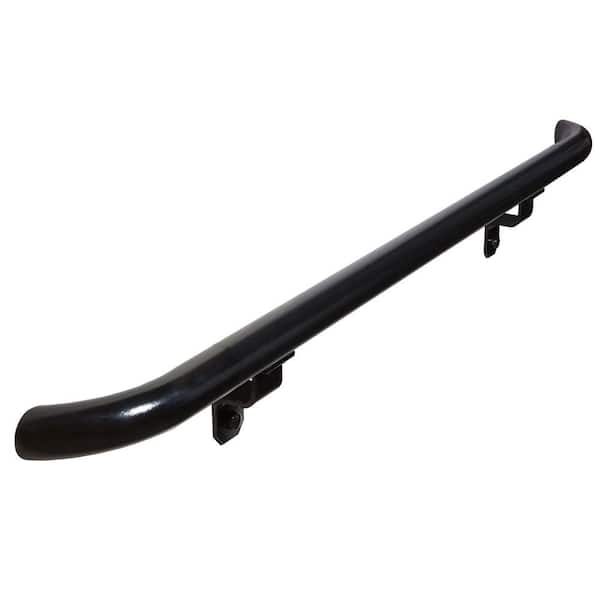 EZ Handrail 3 ft. Textured Black Aluminum Round with Curved Ends Handrail Kit