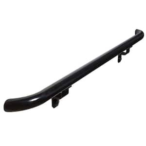 8 ft. Textured Black Aluminum Round with Curved Ends Handrail Kit