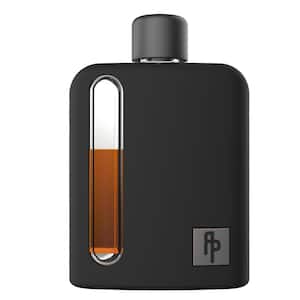 Sleek Glass Hip Flask ( 3.4 oz .) - Black Silicone-Covered Flask for Liquor with Cork Lid