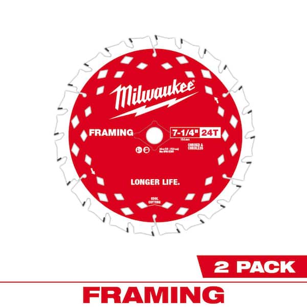 Milwaukee 7-1/4 in. x 24-Tooth Framing Circular Saw Blade (2-Pack)