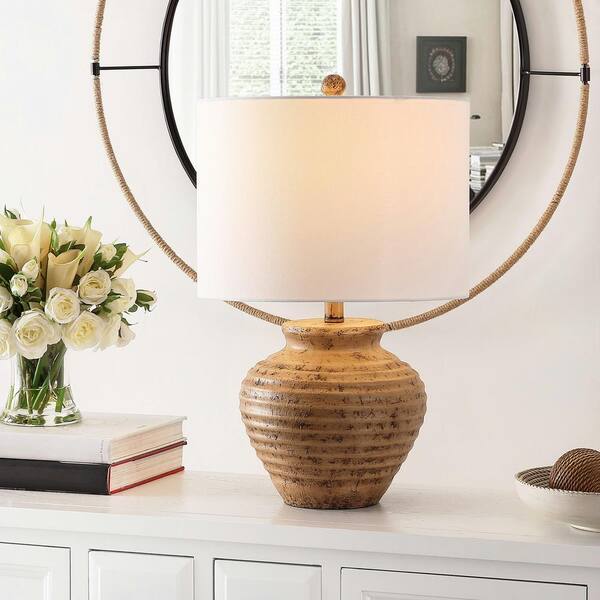 Safavieh Kamryn 23 in. Brown Table Lamp with White Shade TBL4351A