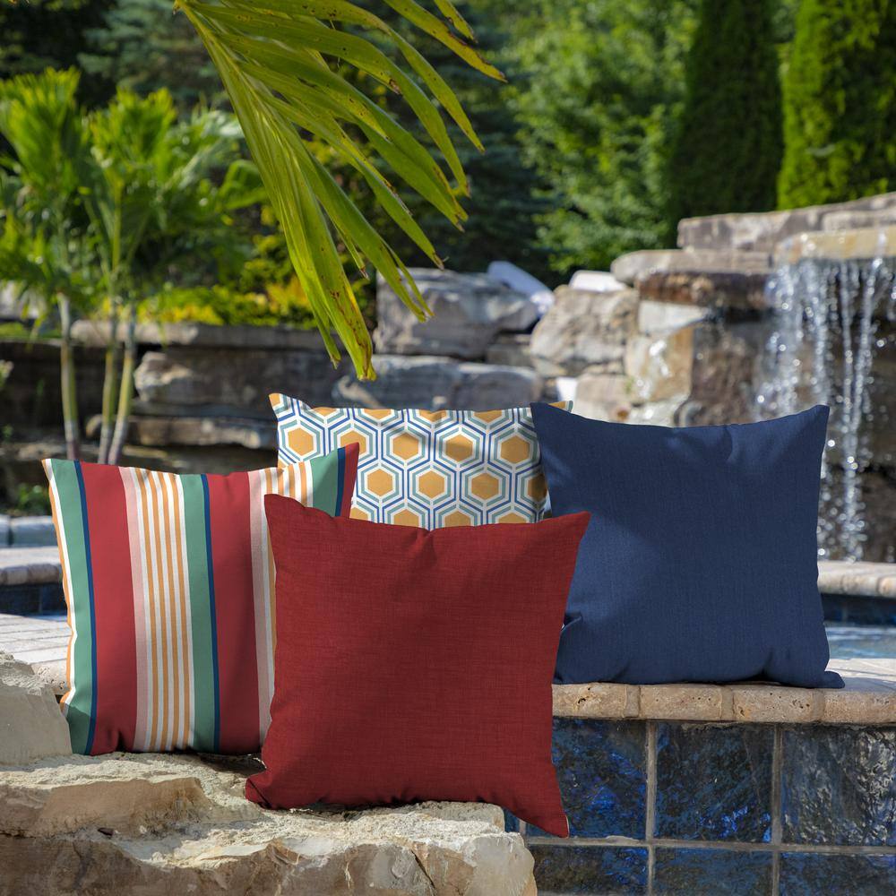 Ruby Red Polyfill Outdoor Square Throw Pillow Set