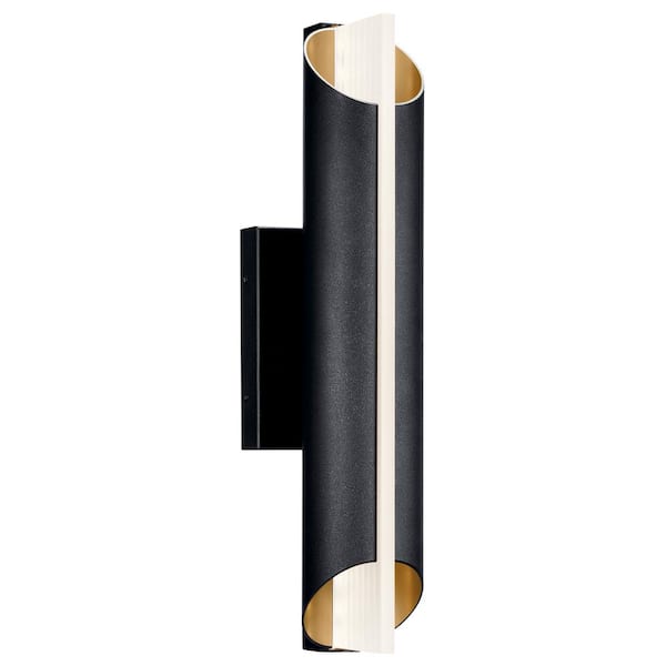 KICHLER Astalis 20.75 in. 1-Light Textured Black Outdoor Hardwired Wall Lantern Sconce with Integrated LED (1-Pack)