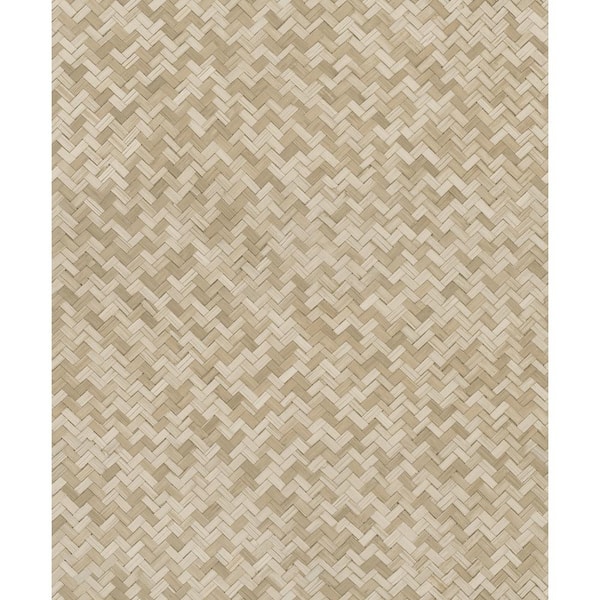 Unbranded Woven Rattan Beige Matte Finish Vinyl on Non-Woven Non-Pasted Wallpaper Roll