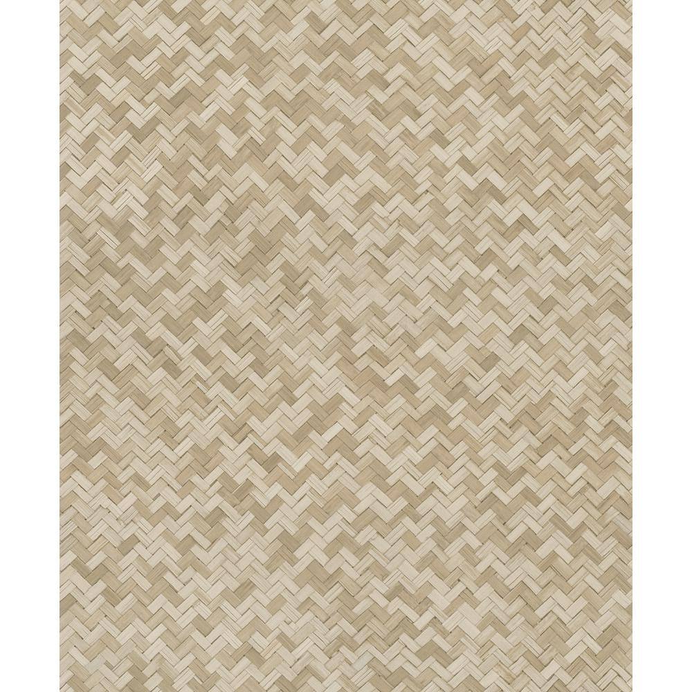 Woven Rattan Beige Matte Finish Vinyl on Non-Woven Non-Pasted Wallpaper Sam