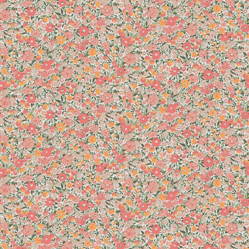Laura Ashley Loveston Coral Pink Removable Wallpaper Sample 12107694