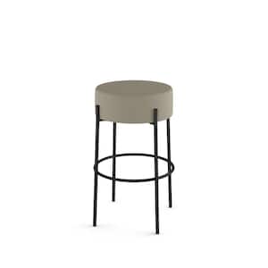Clovis 26.75 in. Backless Counter Stool Greige Faux Leather / Black Metal