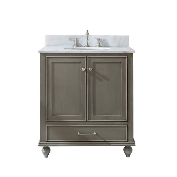 Melissa 30 in. W x 22 in. D Bath Vanity in Silver Gray with Carrara White Engineered Stone Vanity Top with White Sink