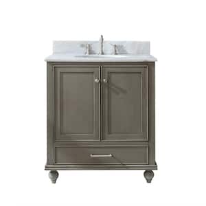 Melissa 30 in. W x 22 in. D Bath Vanity in Silver Gray with Marble Vanity Top in Carrara White with White Sink