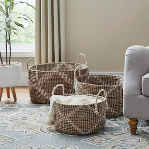 XL and Large Blanket Storage Baskets, 2pc Set – Luxury Palm Woven Bask -  Industrial By Design